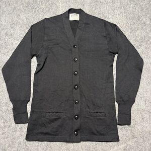 Vintage 50s 60s Coleman Black Worsted Wool Letterman Cardigan Sweater Small